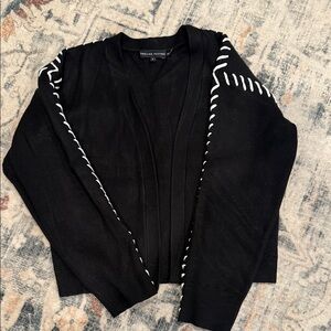 English Factory Black Cardigan with White Stitching